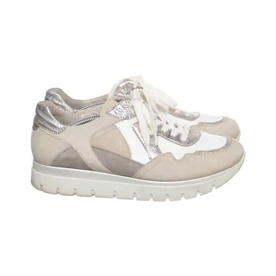 Sneakers (Beige, Wit, Zilver) van La Shoe Leer