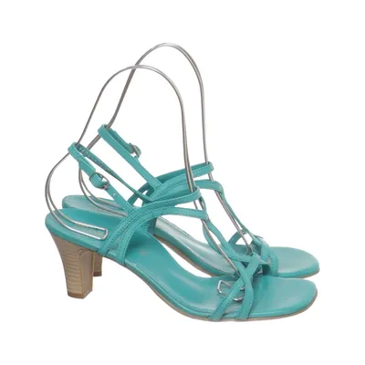 High heel sandals (Turquoise) from Green Cross Leather
