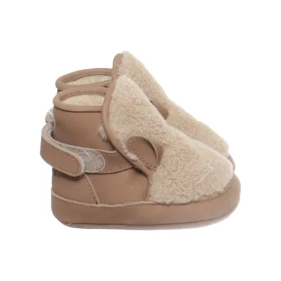 Baby slofjes (Bruin) van Donsje Leer, Wol