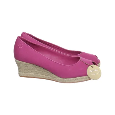 Chaussure compensées (Rose) de Flip Flop Coton, Cuir