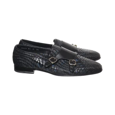 Monk strap shoes (Blue, Black) from Santoni Leather