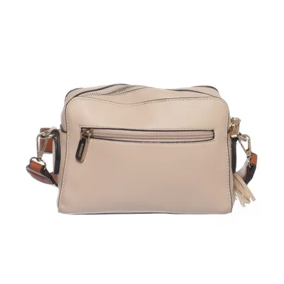 Handbag (Beige, Brown) from Gussaci Polyester, Polyurethane