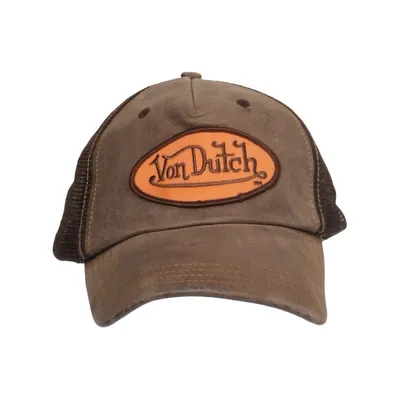 Trucker cap (Brown, Orange) from Von Dutch Leather, Polyester