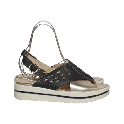 Sandales (Noir, Or) de GKM Cuir