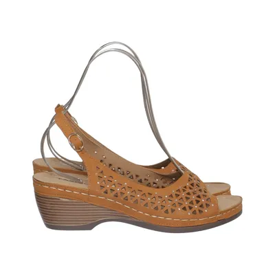 Wedges (Brown) from Fashion Faux leather