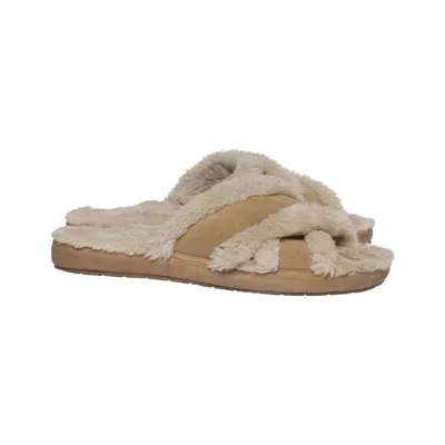Chaussons (Beige) de Minnetonka Fausse fourrure, Cuir