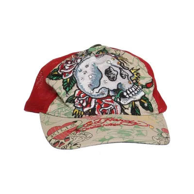 Truckerkeps (Röd, Flerfärgad) från Ed Hardy by Christian Audigier Bomull, Polyester