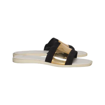 Pantoletten (Schwarz, Gold, Weiß) von Zara Woman
