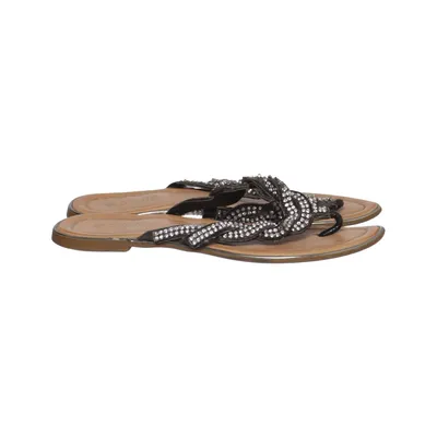 Flip-flops (Beige, Silver) from Bassano Leather