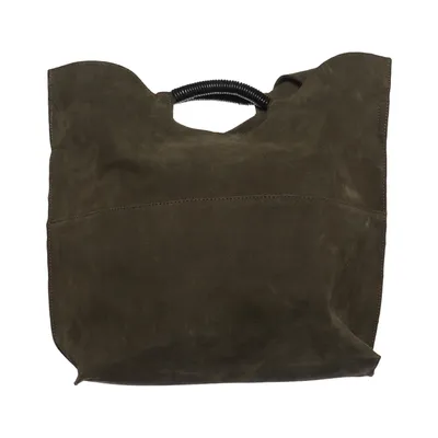 Handtas (Groen) van Mango Katoen, Leer