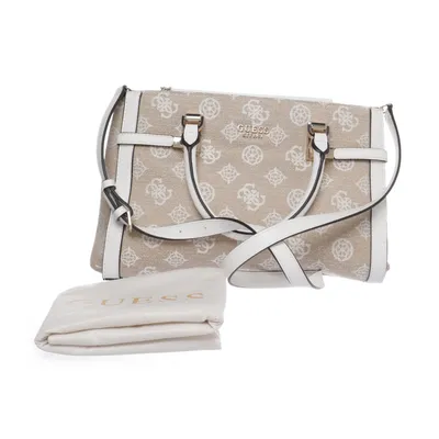 Håndtaske (Beige, Hvid) fra Guess Bomuld, Polyester, Polyurethan