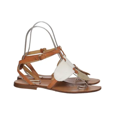 Sandals (Brown, White, Gold) from Gallucci Leather