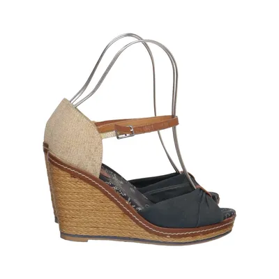 Wedges (Blue, Beige, Brown) from Bata Cotton, Leather