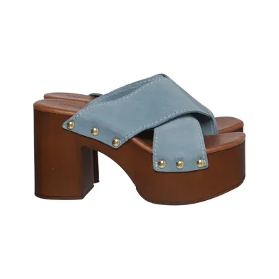 Clogs (Blue, Brown) from Primadonna Collection Leather