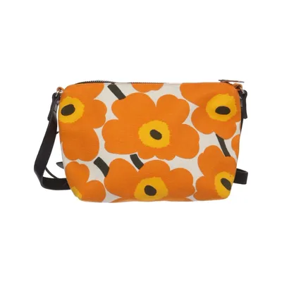 Axelremsväska (Vit, Gul, Orange) från Marimekko Bomull, Skinn