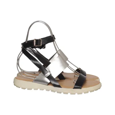 Sandals (Black, Silver) from Super Mode Leather