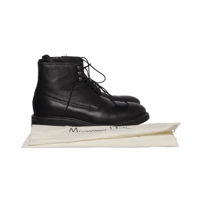 Bottes à lacets (Noir) de Massimo Dutti Cuir