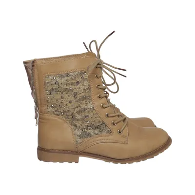 Bottes à lacets (Beige) de Mode Queen