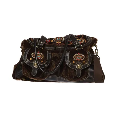 Sac à main (Marron, Multicolore) de Leontine Hagoort Cuir, Polyester