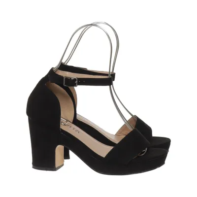 High heel sandals (Black) from Savita Leather, Suede
