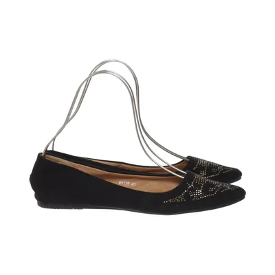 Ballet flats (Black, Gold) from Super Mode Faux leather, Faux suede