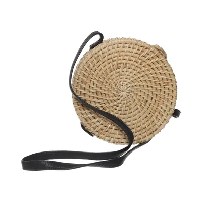 Skuldertaske (Straw Mini Round) fra Sissy-Boy Bomuld, Læder