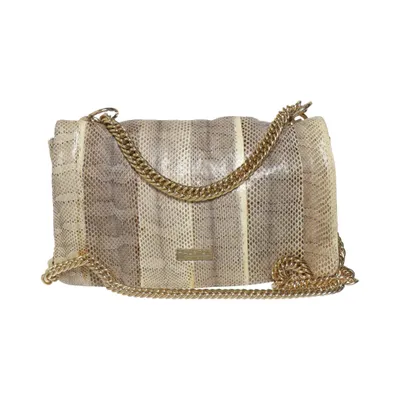 Skuldertaske (Grå, Beige) fra Halston Heritage Bomuld, Læder