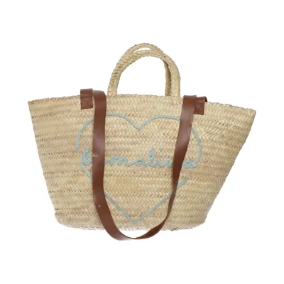 Strandtaske (Beige, Brun) fra By Malina Bomuld, Læder, Silke