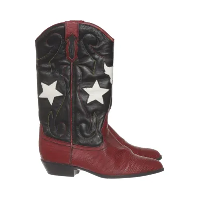 Cowboyboots (Röd, Svart, Vit) från The Leather Collection Skinn