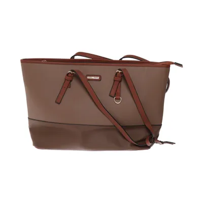 Handbag (Beige, Brown) from NYPD Polyester, Polyurethane