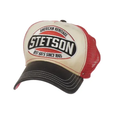 Truckerkeps (Vit, Röd, Svart) från Stetson Bomull