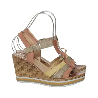 Wedges (Brown, Multicolored) from Marco Tozzi Leather