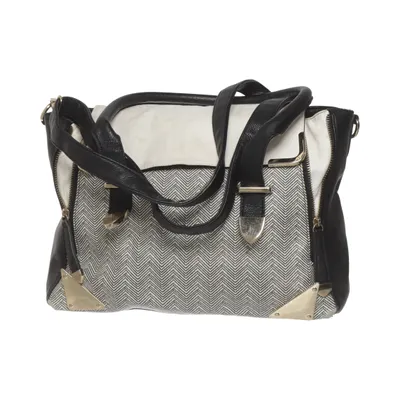 Handbag (Black, White) from Mix No 6 Cotton, Polyester, Polyurethane