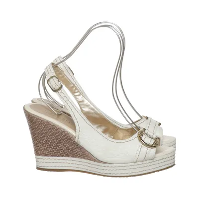 Chaussure compensées (Blanc, Marron) de Peppermint Cuir