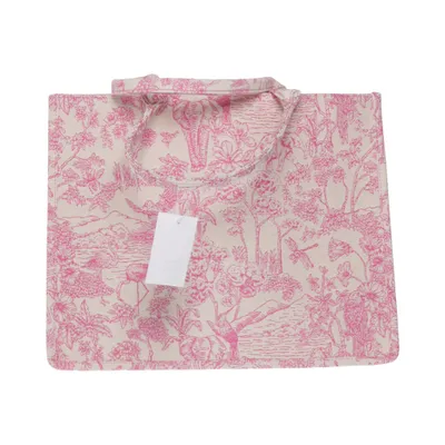 Handbag (Pink, White) from H&M Cotton, Polyester, Polyurethane