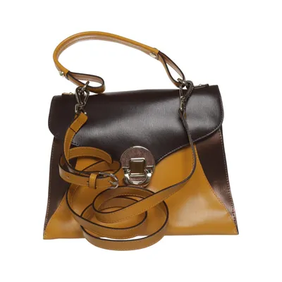 Shoulder-bag (Brown, Yellow) from Cromia Leather