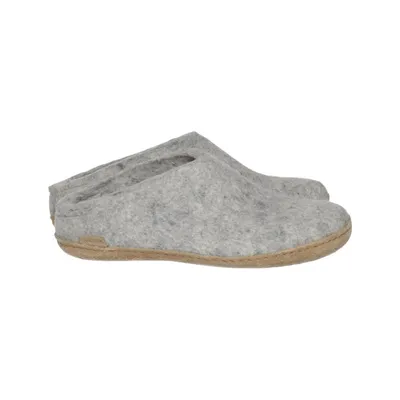 Slippers (Gray) from Glerups Leather, Wool