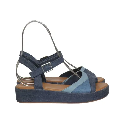Chaussure compensées (Bleu) de Zoey Coton, Cuir