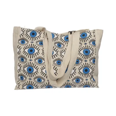 Canvas bag (Beige, Blue) from Aegean Art Cotton