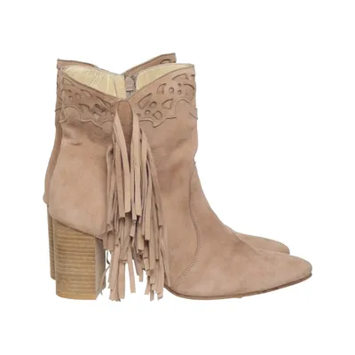Bottes à talons (Beige) de Lazamani Cuir