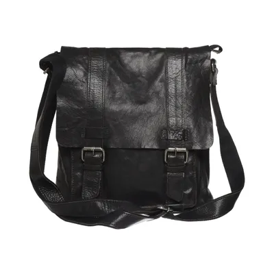 Shoulder-bag (Black) from Spikes & Sparrow Cotton, Leather, Polyester