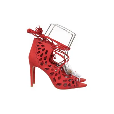 High heel sandals (Red) from Zara Basic Faux suede