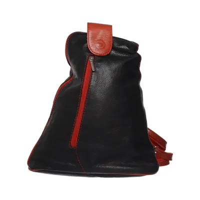 Rugzak (Zwart, Rood) Leer