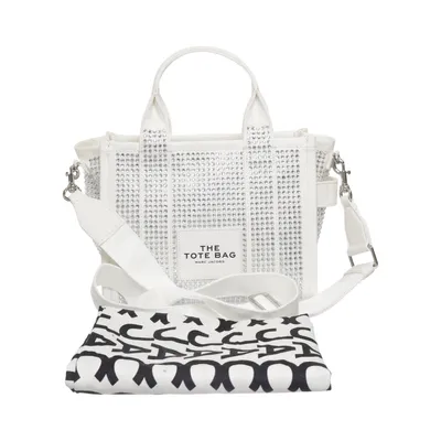 Handväska (Vit, Silverfärgad) från Marc Jacobs Bomull, Skinn