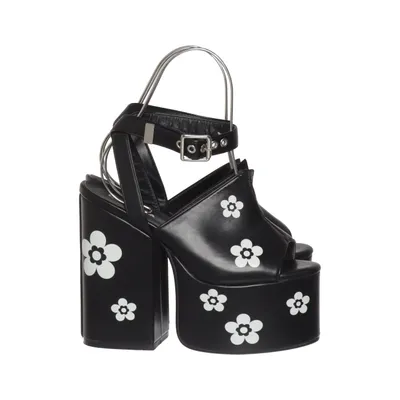 High heel sandals (Black, White) from Lamoda Polyurethane