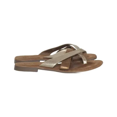 Tongs (Marron, Argent) de Lazamani Cuir