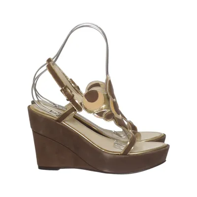 Wedges (Brown, Gold, Beige) from Coral Blue Leather