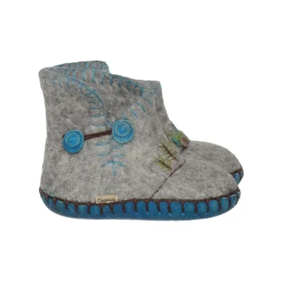 Chaussons pour bébé (Gris, Bleu) de Clemente Cuir, Laine