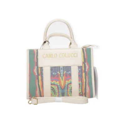 Handbag (White, Multicolored) from Carlo Colucci
