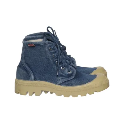 Laced boots (Blue, Beige) from Blue Willi's Cotton, Polyurethane